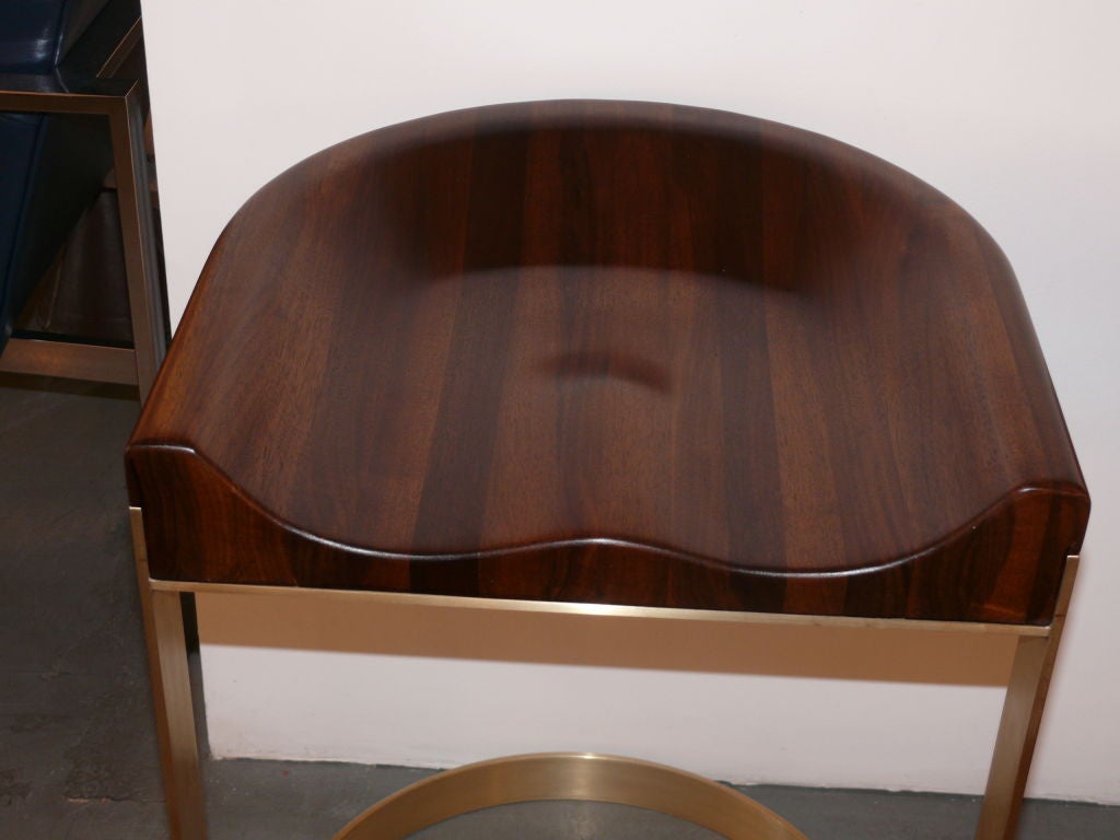 Walnut Saddle Stools In Excellent Condition In Beverly Hills, CA