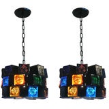 Vintage Colored Zodiac Glass Ceiling Lights