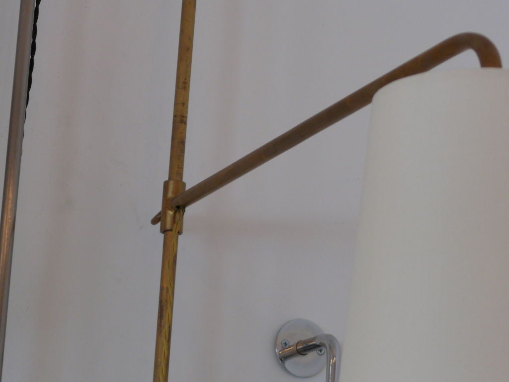 Brass French Wired Pole Sconce with Table by Orange Los Angeles