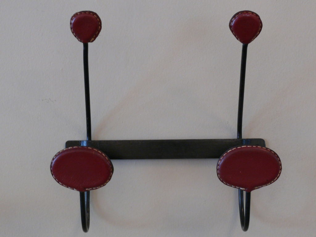 Red Jacques Adnet Coat Hook