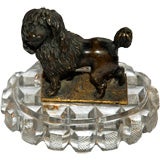 Decorative Bronze Dog with Glass Base