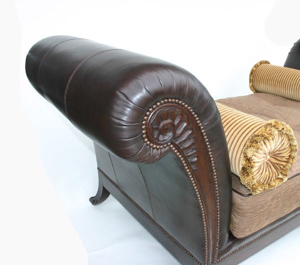 LAWSON CARVED WALNUT LOUNGE WITH BOLSTERS
