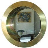 C Jere brass round  wall mirror signed