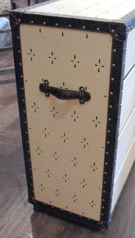 Leather styley steamer trunk bedside table