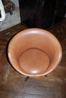 vintage round leather chair