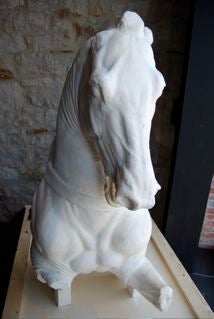 Belgian Dramatic Horse Head Sculpture For Sale