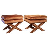 American of Martinsville Pair of Upholstered Stools