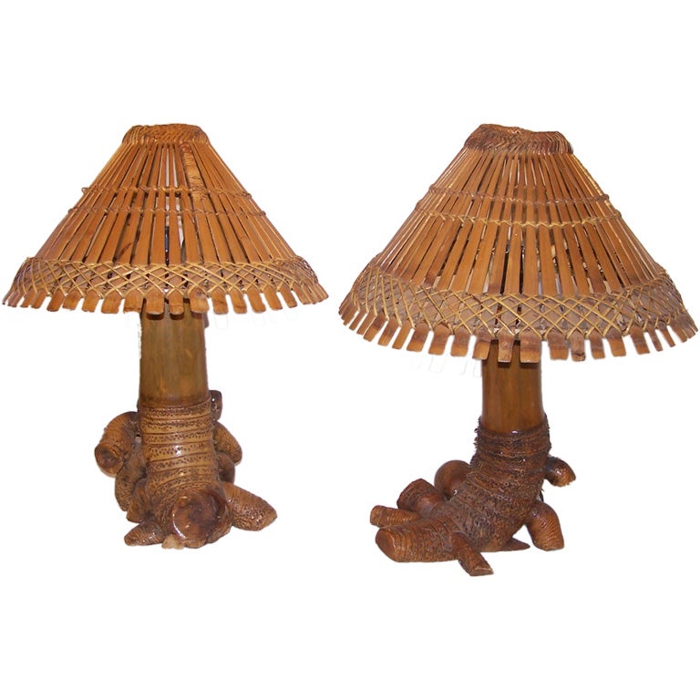 Fine & Rare Pair of Hawaiian Lamps For Sale