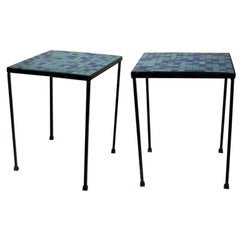 Iron & Glass Tile End / Drink Tables (2 available, priced each)