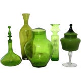 Collection of Green Mid-Century Glass; Priced Individually