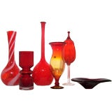 Collection of Red Mid-Century Glass; Priced Individually
