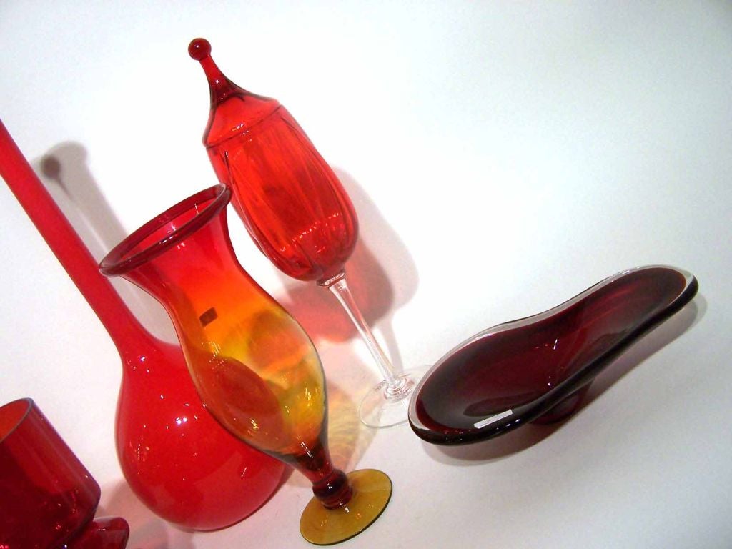 Collection of Red Mid-Century Glass; Priced Individually 2