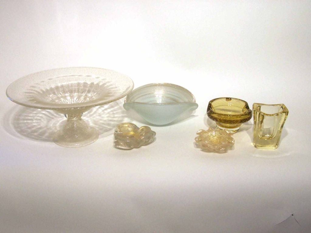 Collection of Gold Toned Mid-Century Glass; Priced Individually
