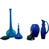 Collection of Blue Mid-Century Glass; Priced Individually