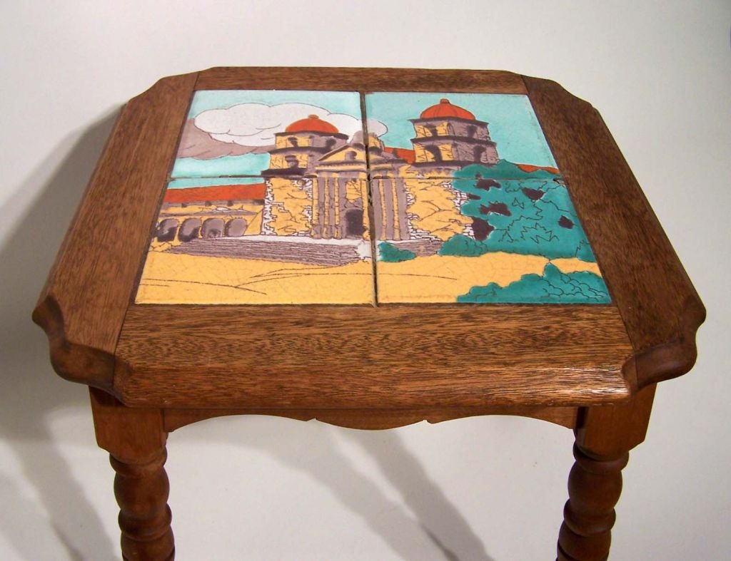 Mid-20th Century Fine & Rare Scenic Tile Table by Taylor, Monterey Style For Sale