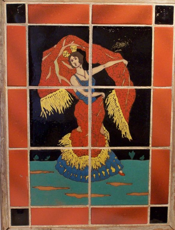 American Fine & Rare California Tile Table by Taylor, Spanish Dancer