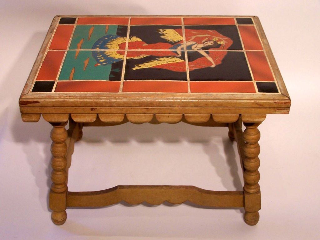 Mid-20th Century Fine & Rare California Tile Table by Taylor, Spanish Dancer