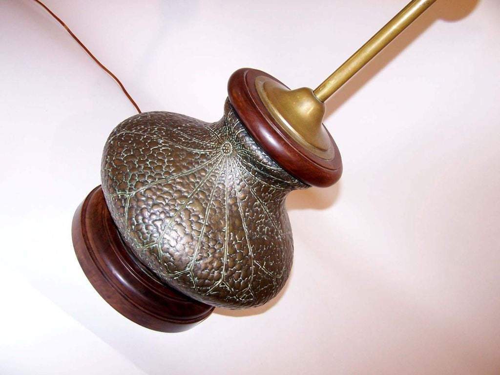 20th Century Art Nouveau Bronze Lamp, Spider Web Design For Sale