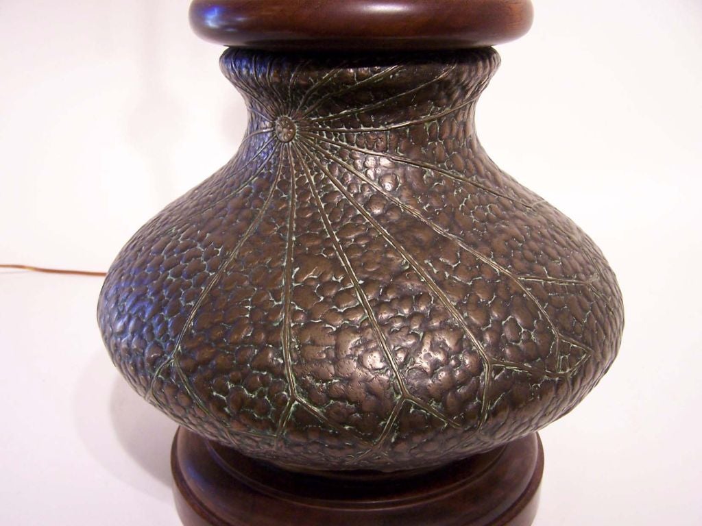 Art Nouveau Bronze Lamp, Spider Web Design For Sale 1