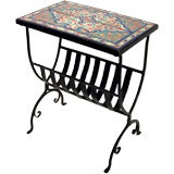 Vintage California Tile Table / Stand With Magazine Rack