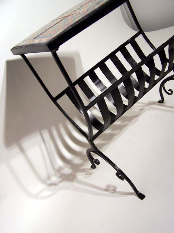 Tiled Magazine Rack California Tile Table / Stand With Magazine Rack at 1stDibs