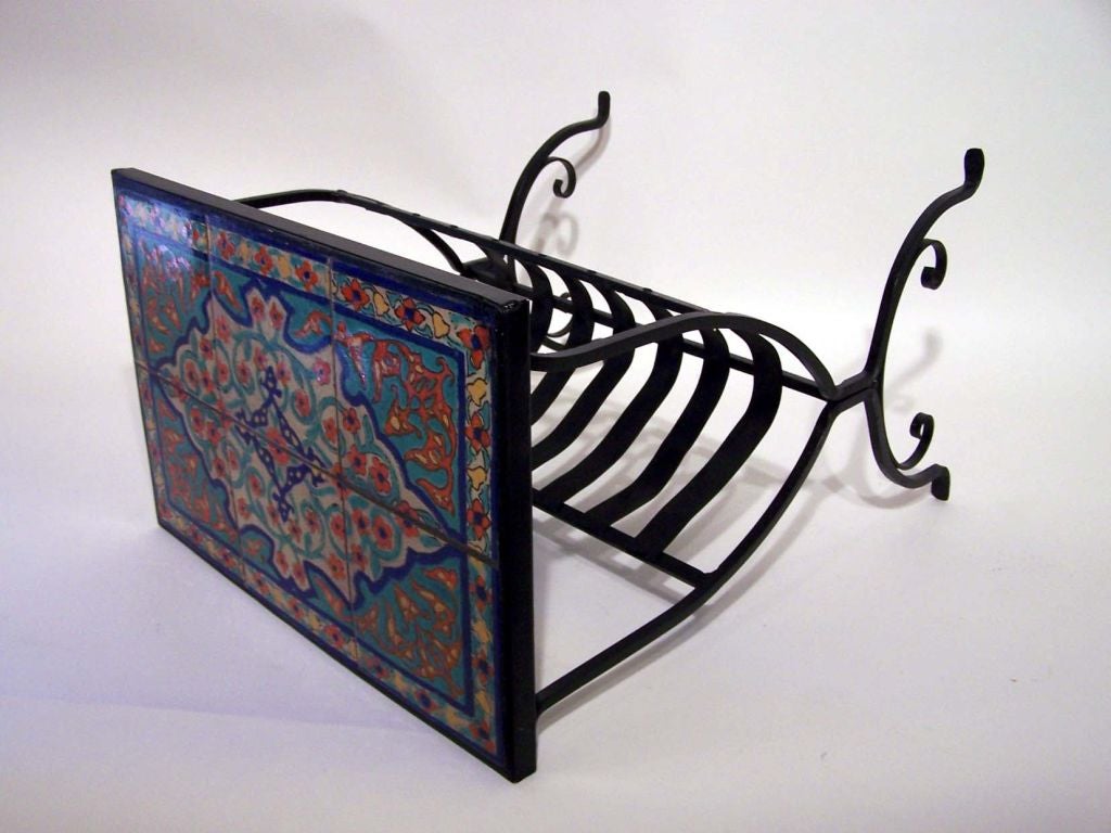 Mid-20th Century California Tile Table / Stand With Magazine Rack