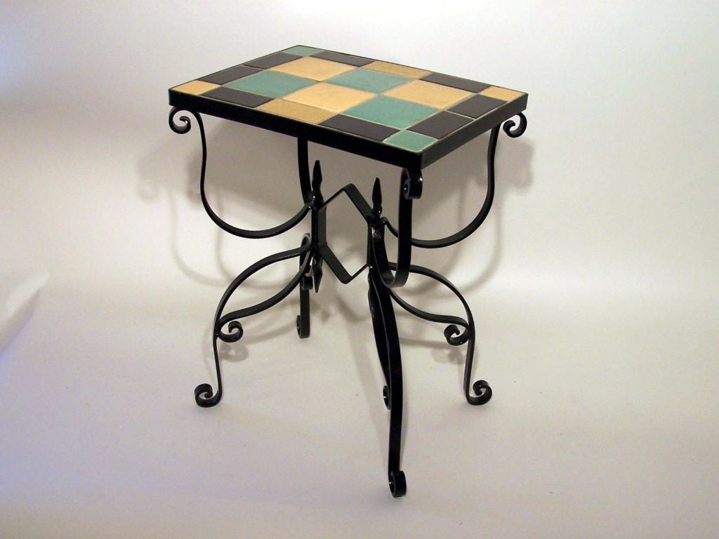California tile table on iron base. Please see our other California tile top tables. ***Contact/Shipping Information: AOL (American Online) users may experience difficulties sending emails to us or receiving emails from us. If you have made an