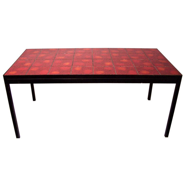 Midcentury Tile Top Cocktail Table at 1stDibs