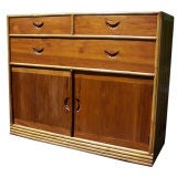 Vintage Fine & Rare Rattan Cabinet in the Manner of Paul Frankl