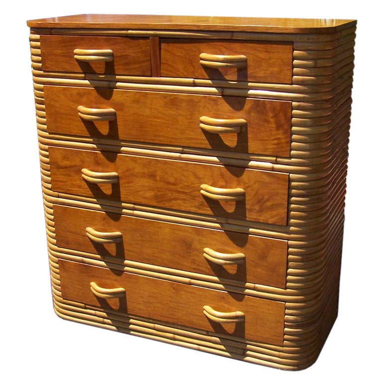 Fine 
Rare Rattan 
Mahogany Dresser