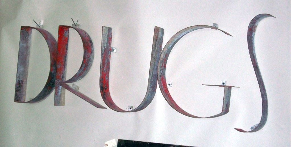Large 1930's "DRUGS" Sign