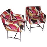 Pair of Milo Baughman Style Arm Chairs