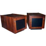 Pair of Rosewood & Leather Nightstands / End Tables