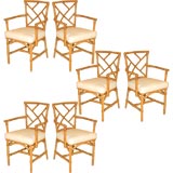 Set of 6 Chinese Chippendale Rattan Dining Chairs
