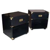 Pair of Campaign Style Nightstands by Henredon