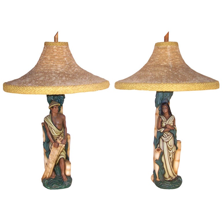 Pair of Hawaiian PlastArt Lamps