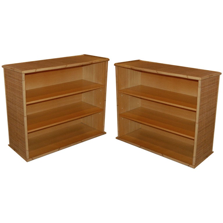 Pair of Rattan Bookcases