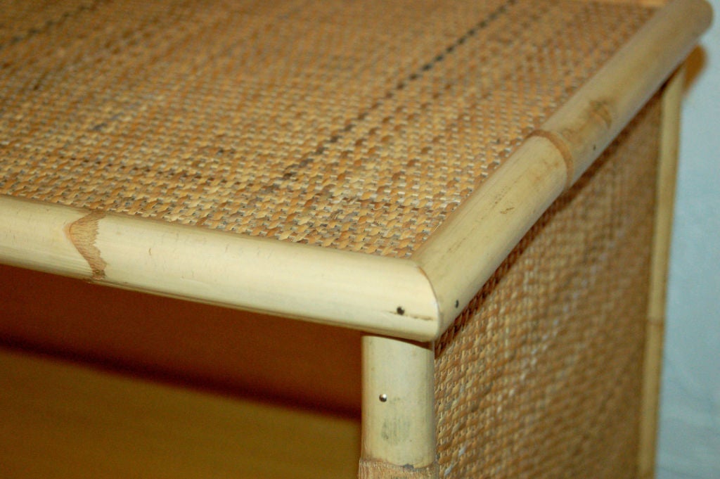 Wood Pair of Rattan Bookcases