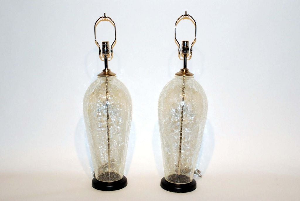 Pair of Crackle Glass Lamps