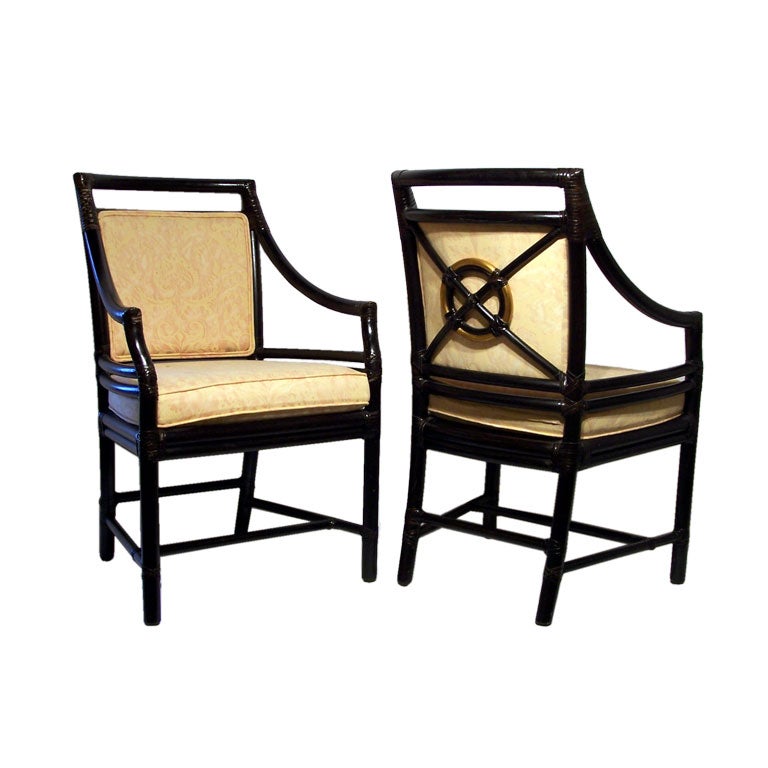 Set of 6 Dining  Chairs by McGuire For Sale