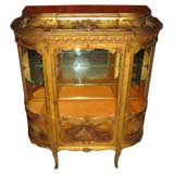 Antique Verni Martin Style Gilded Vitrine or Curio Cabinet