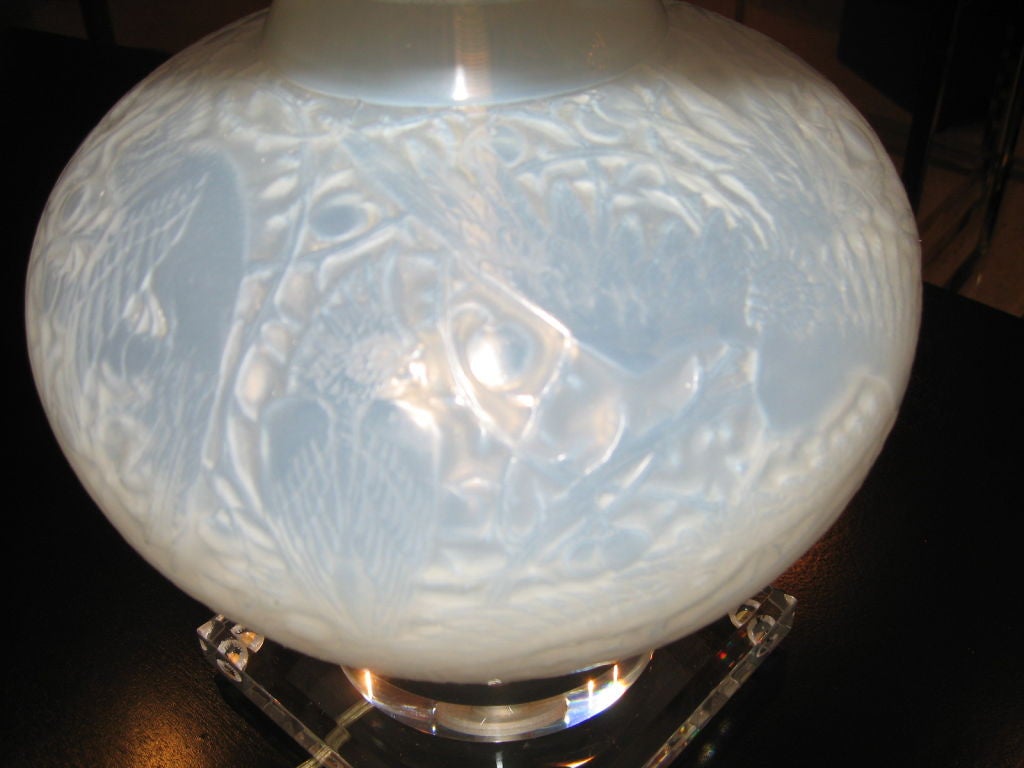 Rene Lalique Signed Table Lamp at 1stDibs