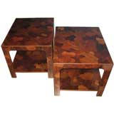 Magnificent Pair of Gary Hokanson Patchwork End Tables