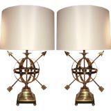 Incredible Pair of Vintage Armillary Form Table Lamps