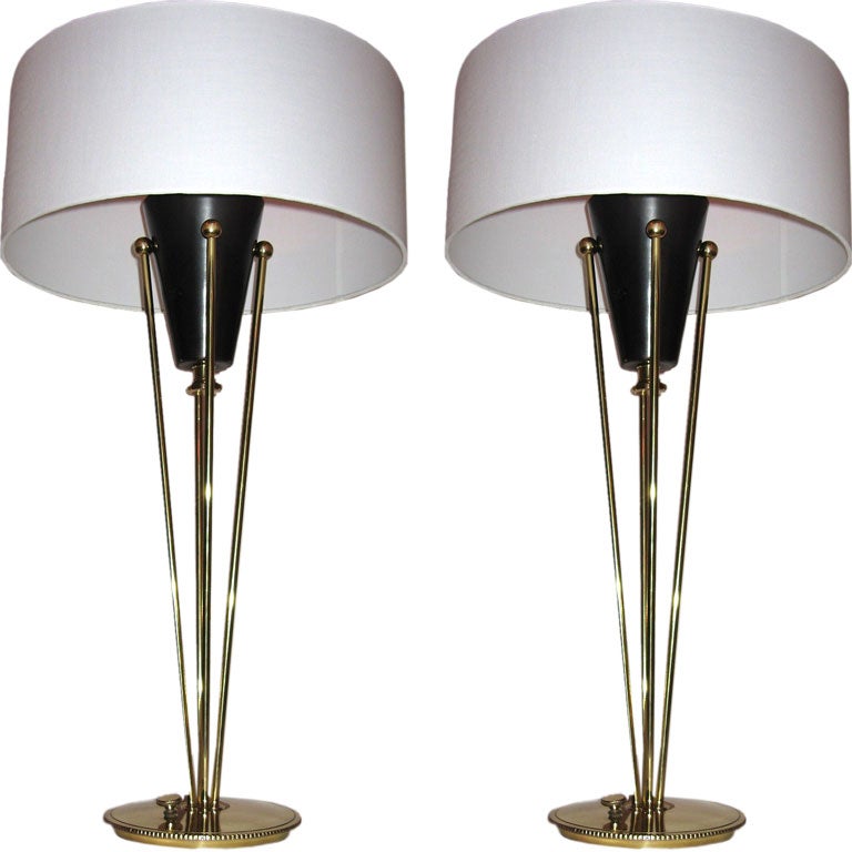 Pair Stiffel Machine Age Style Table Lamps