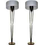 Retro Pair of Stiffel Machine Age Style Floor Lamps or Torchieres