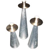 Silver Leafed Set of Three Graduated Candlesticks