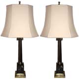 Neoclassical Pair of  Column Form Table Lamps