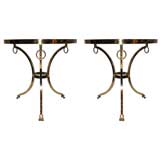 Pair of Maison Jansen Polished Bronze Gueridon or End Tables