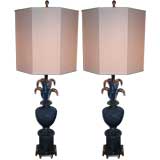 Pair of Monumental Barovier Murano Lamps for Marbro